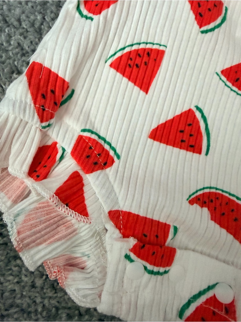 White Watermelon Print Ruffle One-Piece - Picture 4 of 8